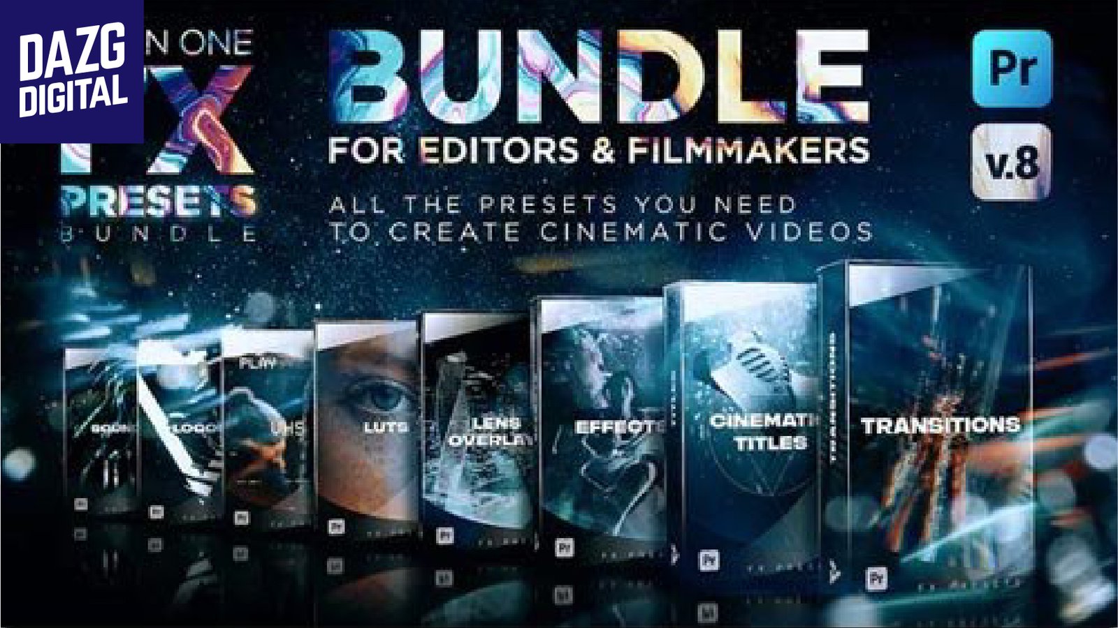 Videohive FX Presets Bundle for Premiere Pro | Transitions, Titles, Effects, VHS, LUTs, Logo, Sounds 24028073