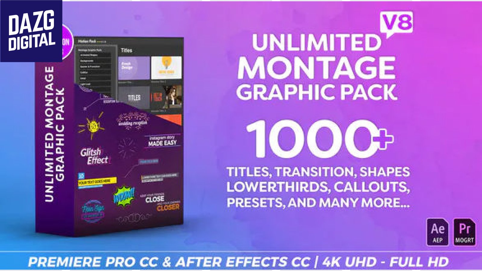 Videohive Montage Graphic Pack / Titles / Transitions / Lower Thirds and more v8.3 23449895