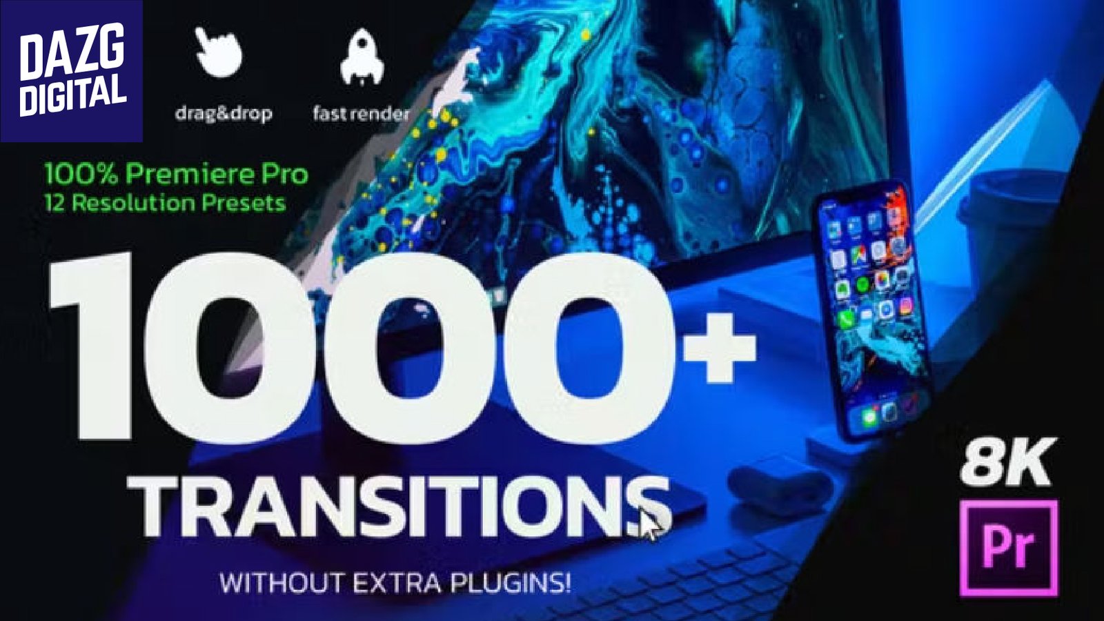 Videohive 1000 Premiere Pro Transitions | Motion Design Presets | Resizable   26058666 V1