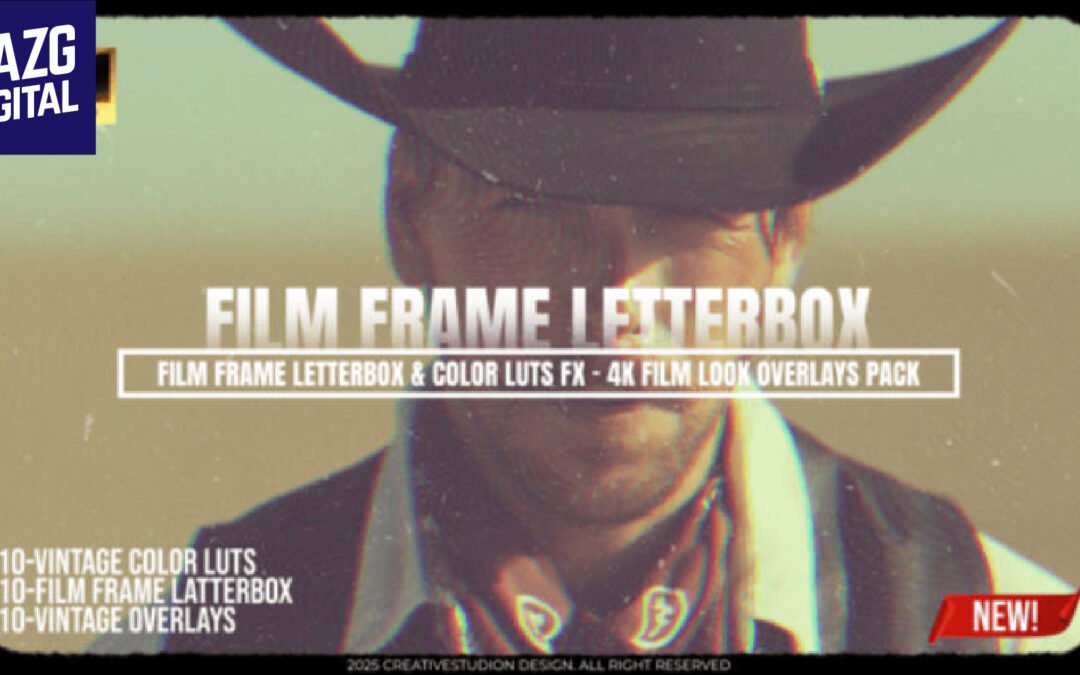 Videohive Film Frame Letterbox & Color LUTs FX 4K Film Look Overlays Pack MOGRT 58540061